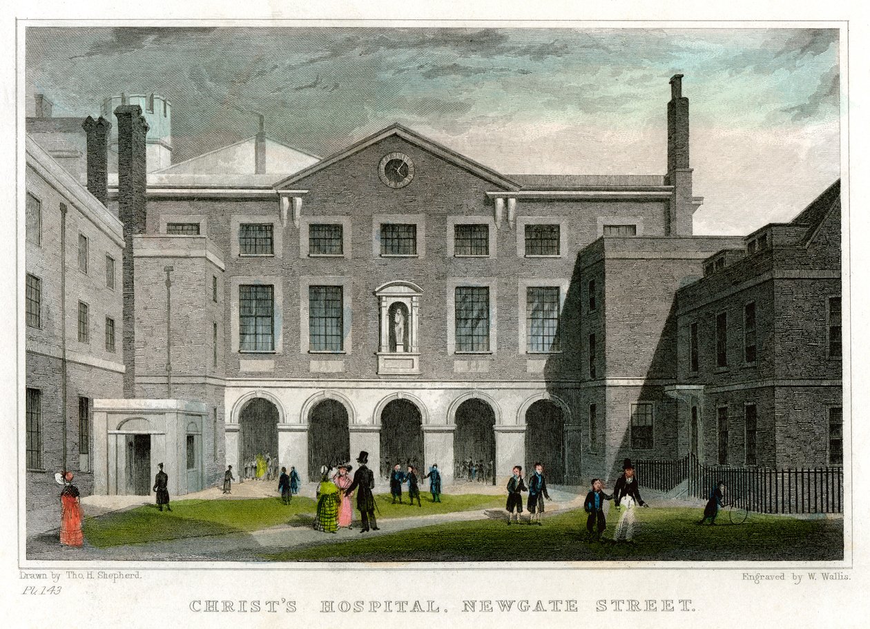 Christs Hospital School, Newgate Street, Lontoon kaupunki, 1831. tekijältä W. Wallis