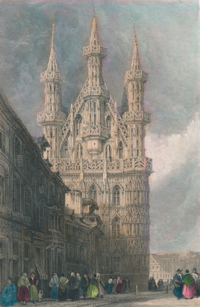 Hotel De Ville, Louvain, 1800-luku. tekijältä W. Wallis