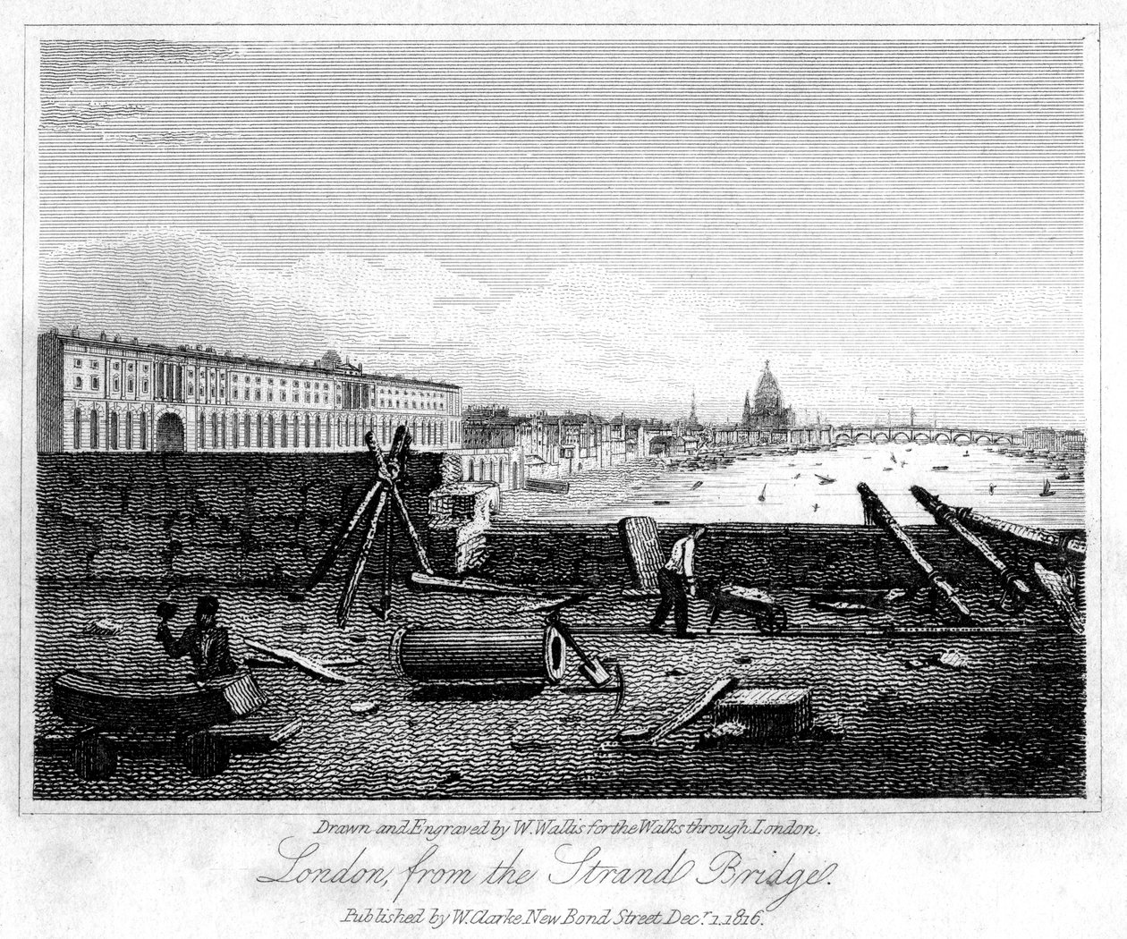 Lontoo Strand Bridgeltä, 1816. tekijältä W. Wallis