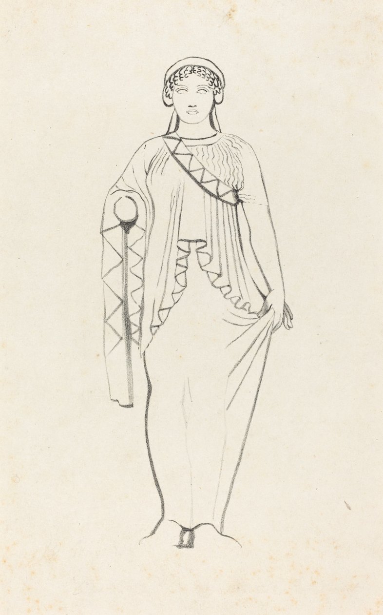 Patsas pedimentissä temppelin länsirintamalla Aiginassa tekijältä W. Walton after John Flaxman