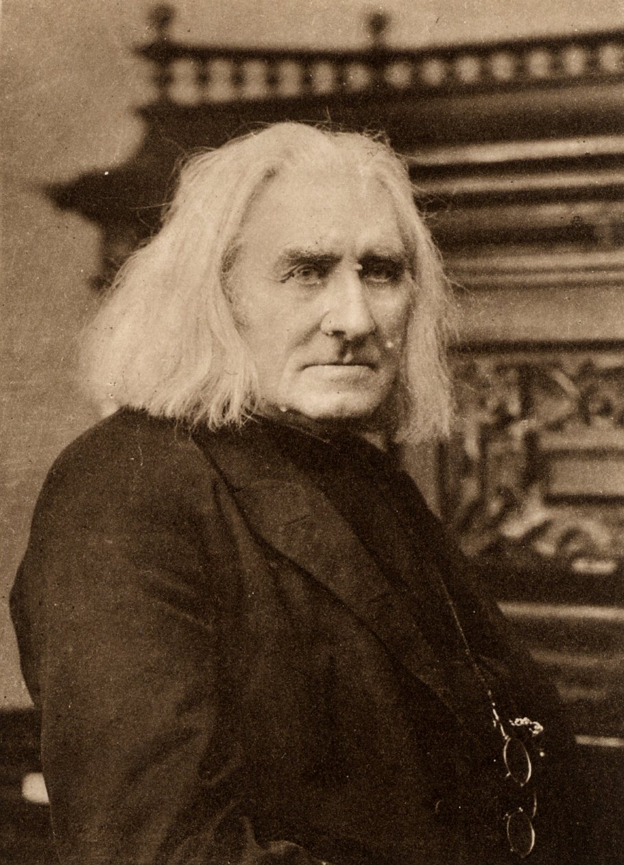 Franz Liszt (1811-1886) unkarilainen pianisti ja säveltäjä myöhemmällä iällä. Syväpaino valokuvan jälkeen, W & D Downey, Lontoo (valokuvaus) tekijältä W. and D. Downey