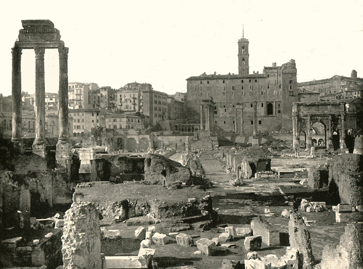 Yleiskuva Forumista, Rooma, Italia, 1895. tekijältä W and S Ltd