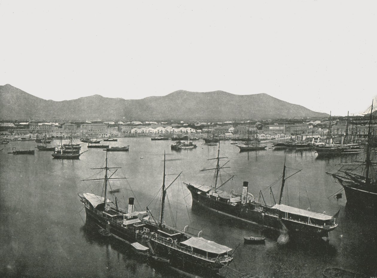 Yleiskuva satamasta, Palermo, Sisilia, Italia, 1895. tekijältä W and S Ltd