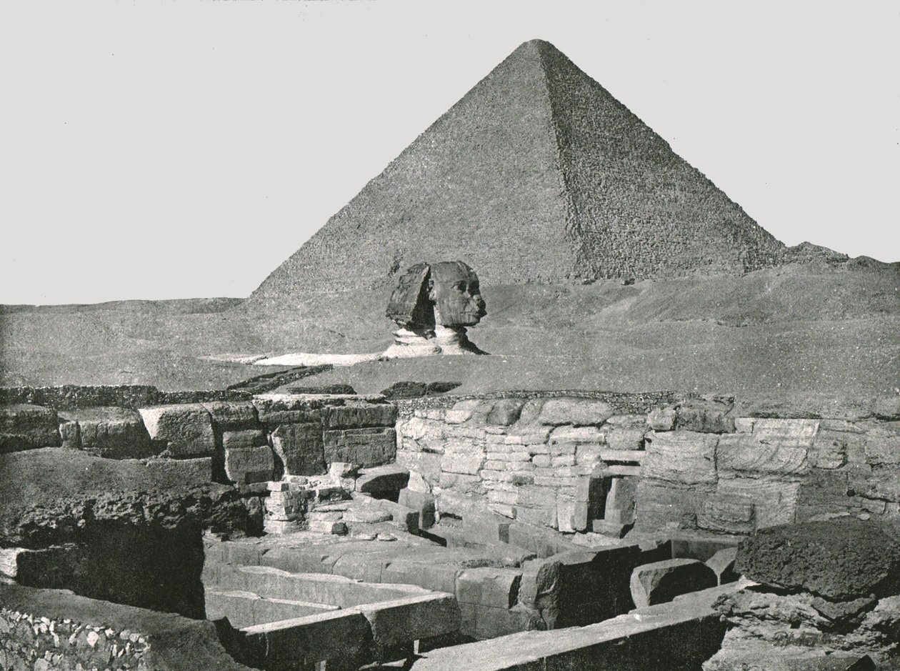 Suuri pyramidi, sfinksi ja Chafean temppeli, Gizeh, Egypti, 1895. tekijältä W and S Ltd