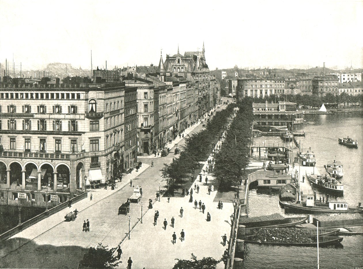 Jungfernstieg, Hampuri, Saksa, 1895. tekijältä W and S Ltd