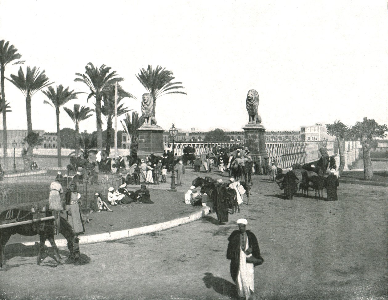 Kasr-el-nil-silta, Kairo, Egypti, 1895. tekijältä W and S Ltd