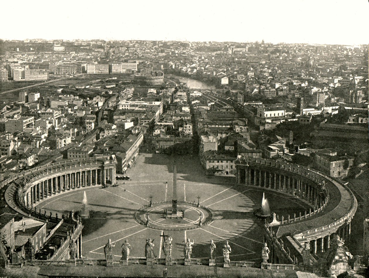 Näkymä Pyhän Pietarin kupolilta, Rooma, Italia, 1895. tekijältä W and S Ltd