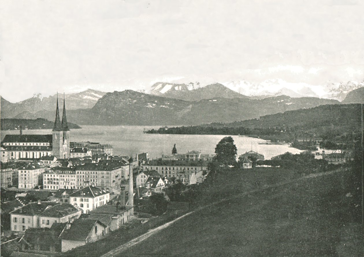 Näkymä Luzerniin ja sen vuorille, Sveitsi, 1895. tekijältä W and S Ltd