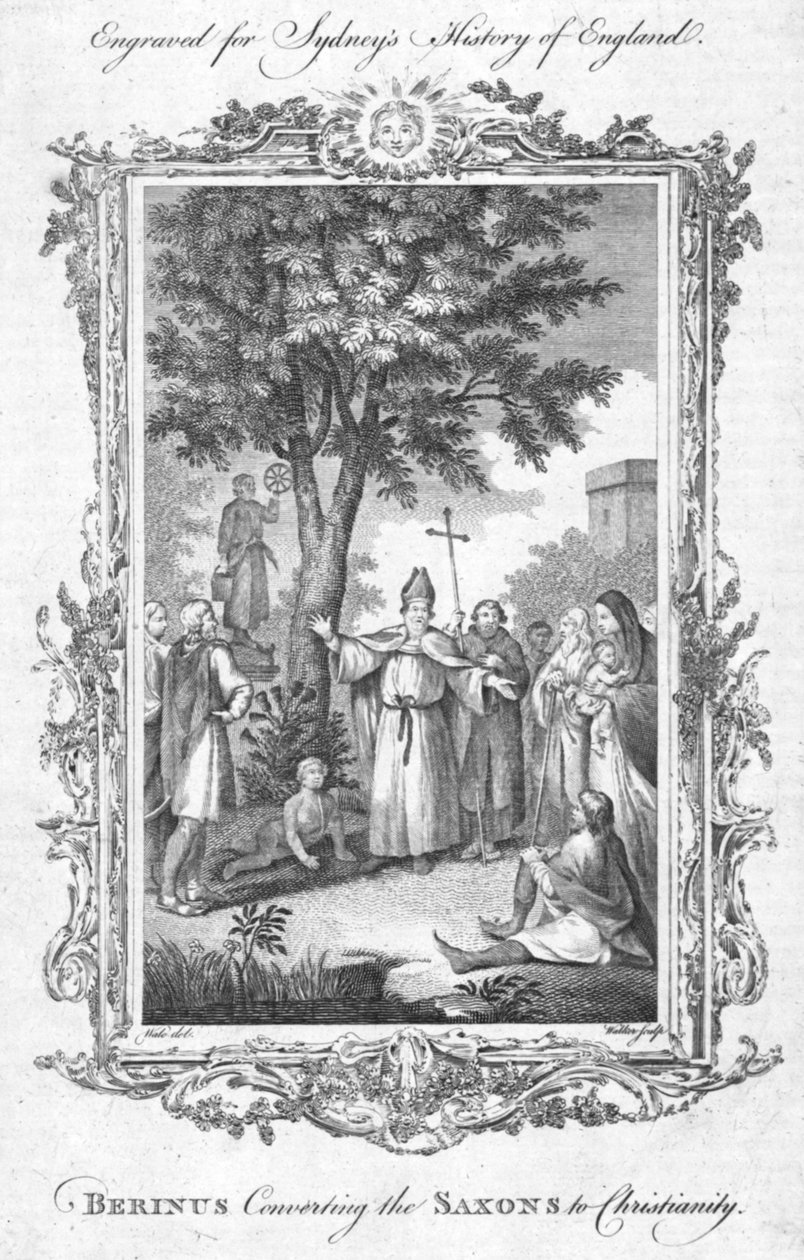 Berinus kääntää saksit kristinuskoon., c1774 tekijältä Walker