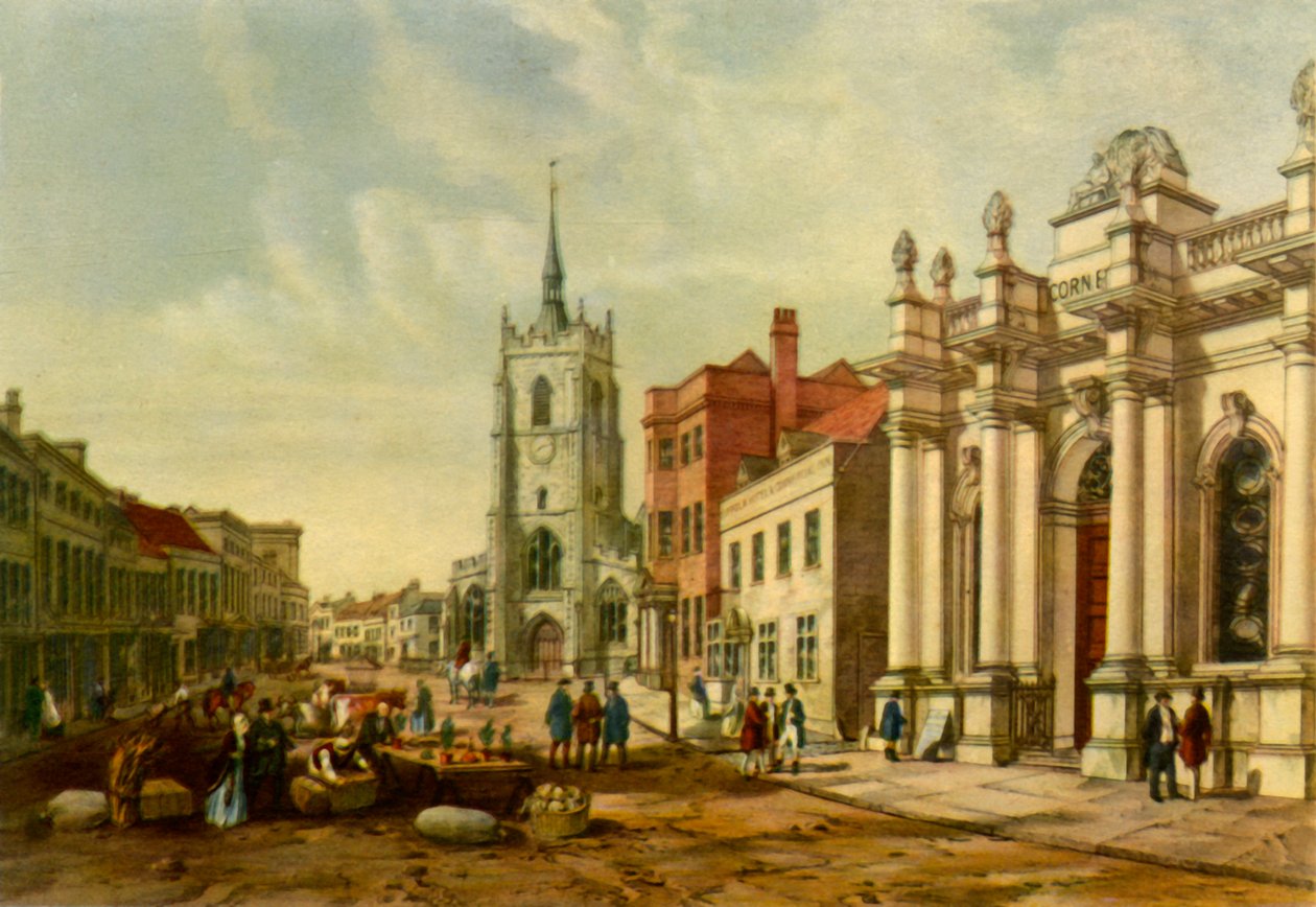 "Market Hall, Sudbury", 1850, 1943. tekijältä Walker