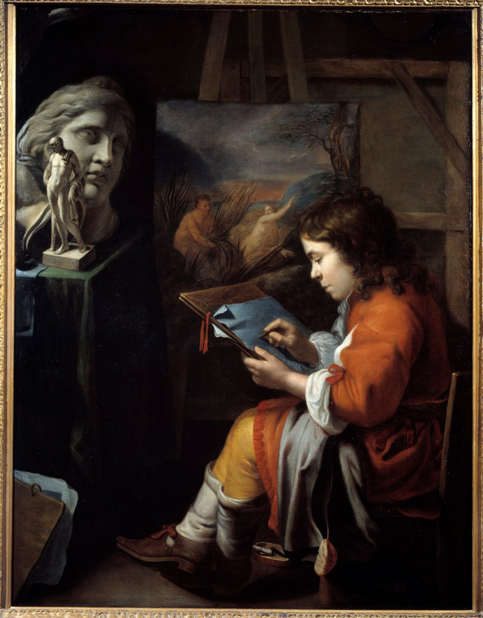 Nuori piirtäjä Walelrant Vaillantin maalaus (1623-1677) tekijältä Wallerant Vaillant