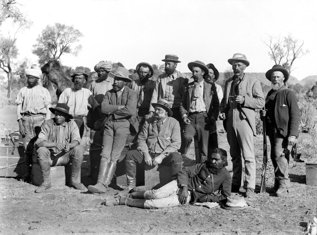 Horn Expeditionin jäsenet, Alice Springs, Keski -Australia, 1894 tekijältä Walter Baldwin Spencer