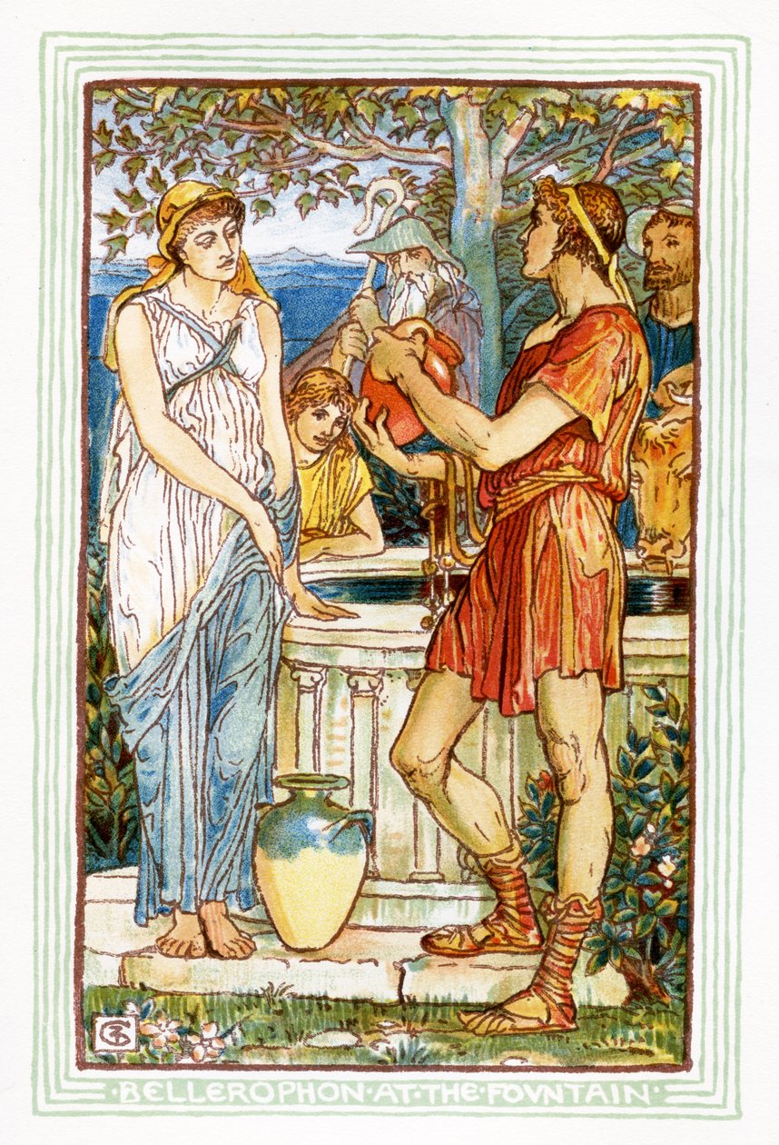 Bellerophon suihkulähteellä tekijältä Walter Crane