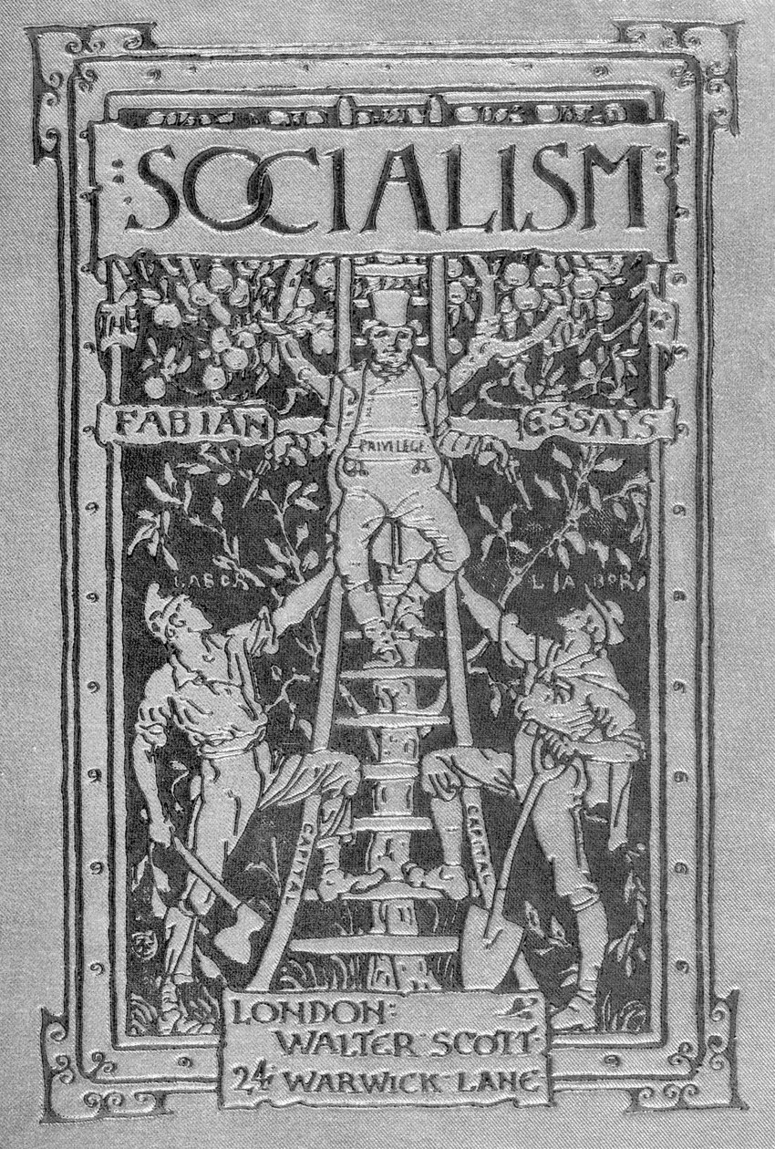Sosialismin kansi: Fabian Essays, 1889 tekijältä Walter Crane