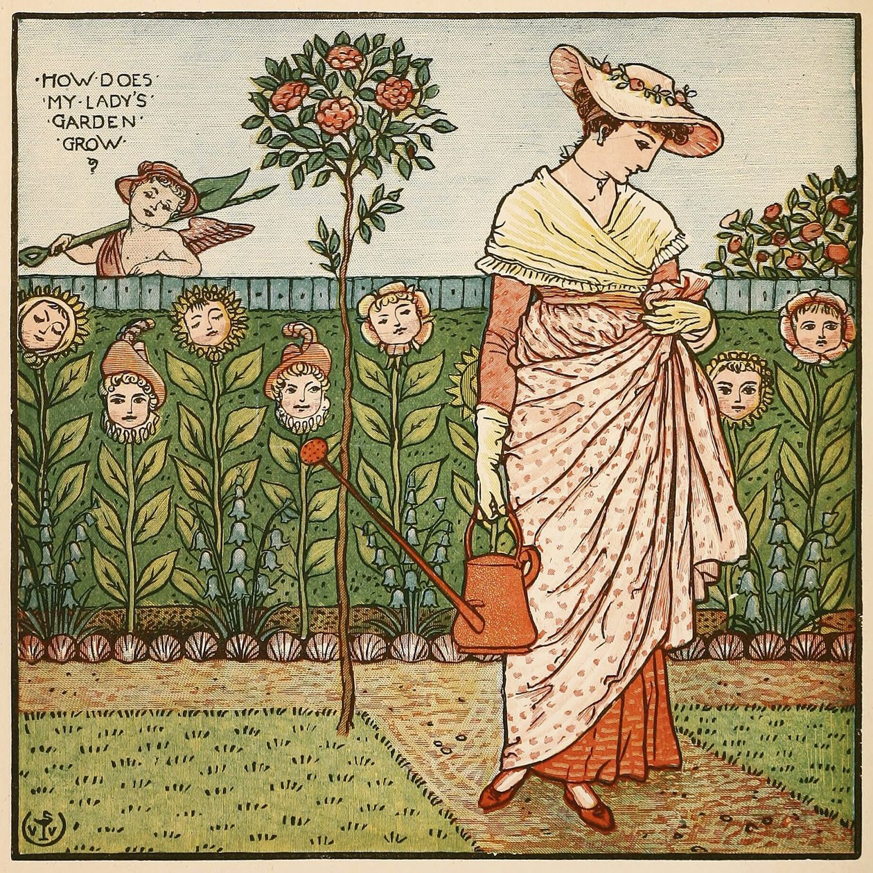How Do Dos My Ladys Garden Grow, Walter Cranes Painting Book, pub. 1889 tekijältä Walter Crane