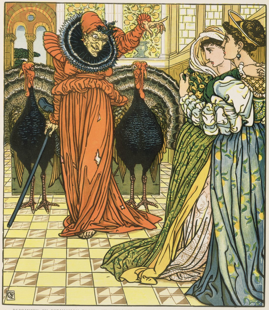 Kuvitus Keltaisesta kääpiöstä, ensimmäinen painos tekijältä Walter Crane