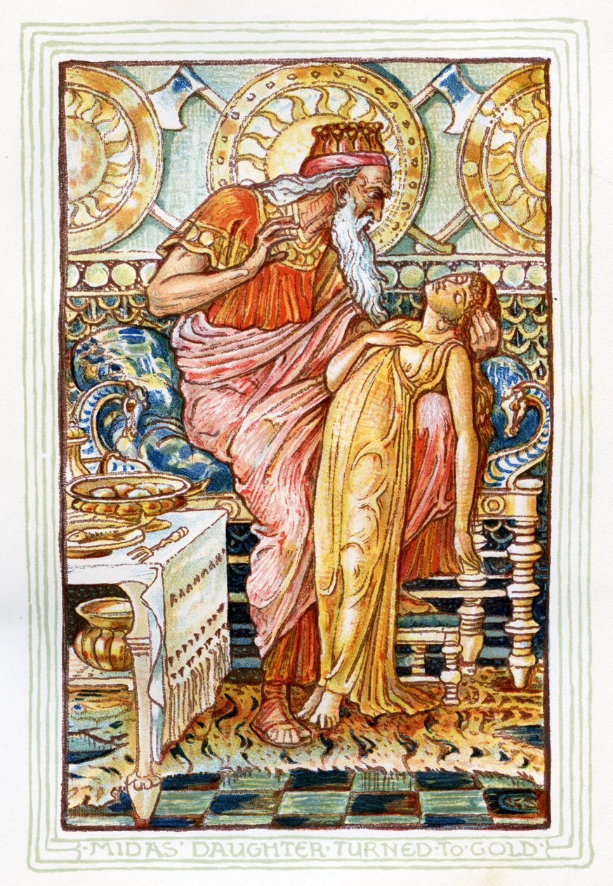 Midasin tytär muuttui kullaksi tekijältä Walter Crane