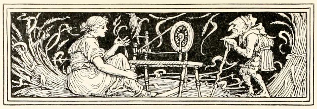 Rumpelstiltskin ja Millerin tytär? alkaen ?Rumpelstiltskin tekijältä Walter Crane
