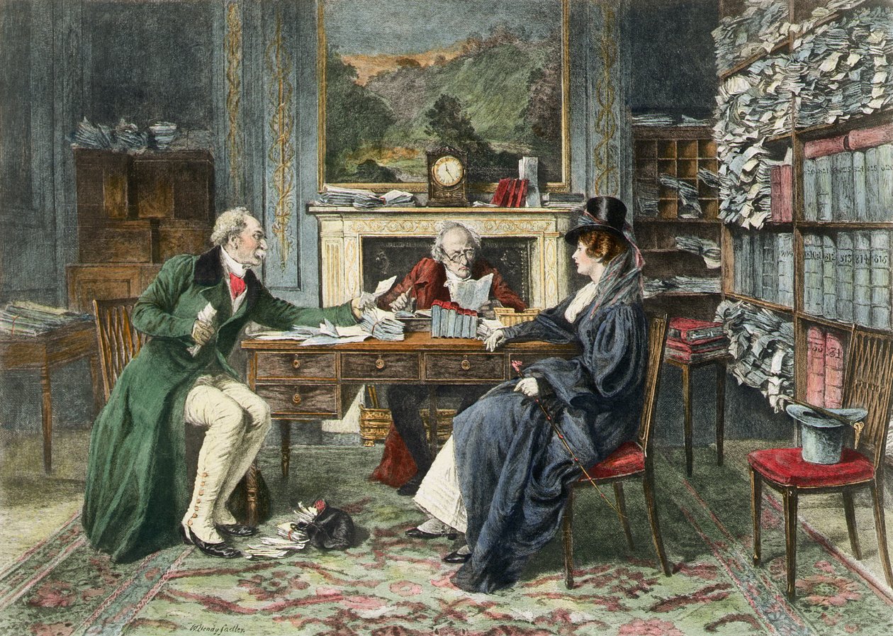 A Breach of Promise, julkaistu 1895 (akvatinta) tekijältä Walter Dendy Sadler