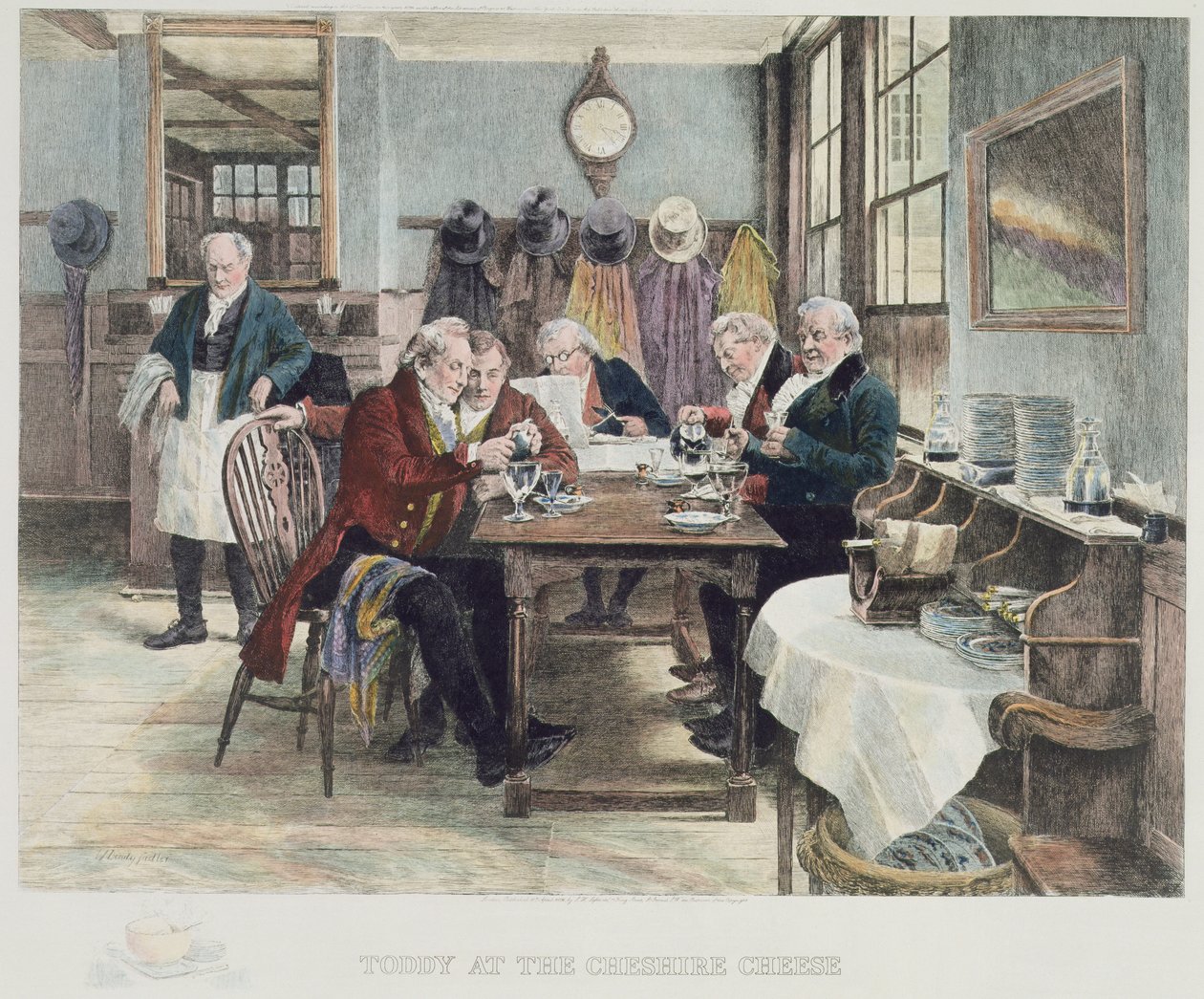 Toddy at the Cheshire Cheese, julkaistu 1896 (akvatinta) tekijältä Walter Dendy Sadler