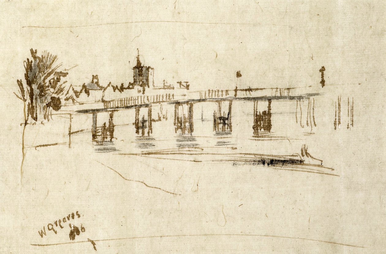 Vanha Battersean silta, noin 1890 tekijältä Walter Greaves