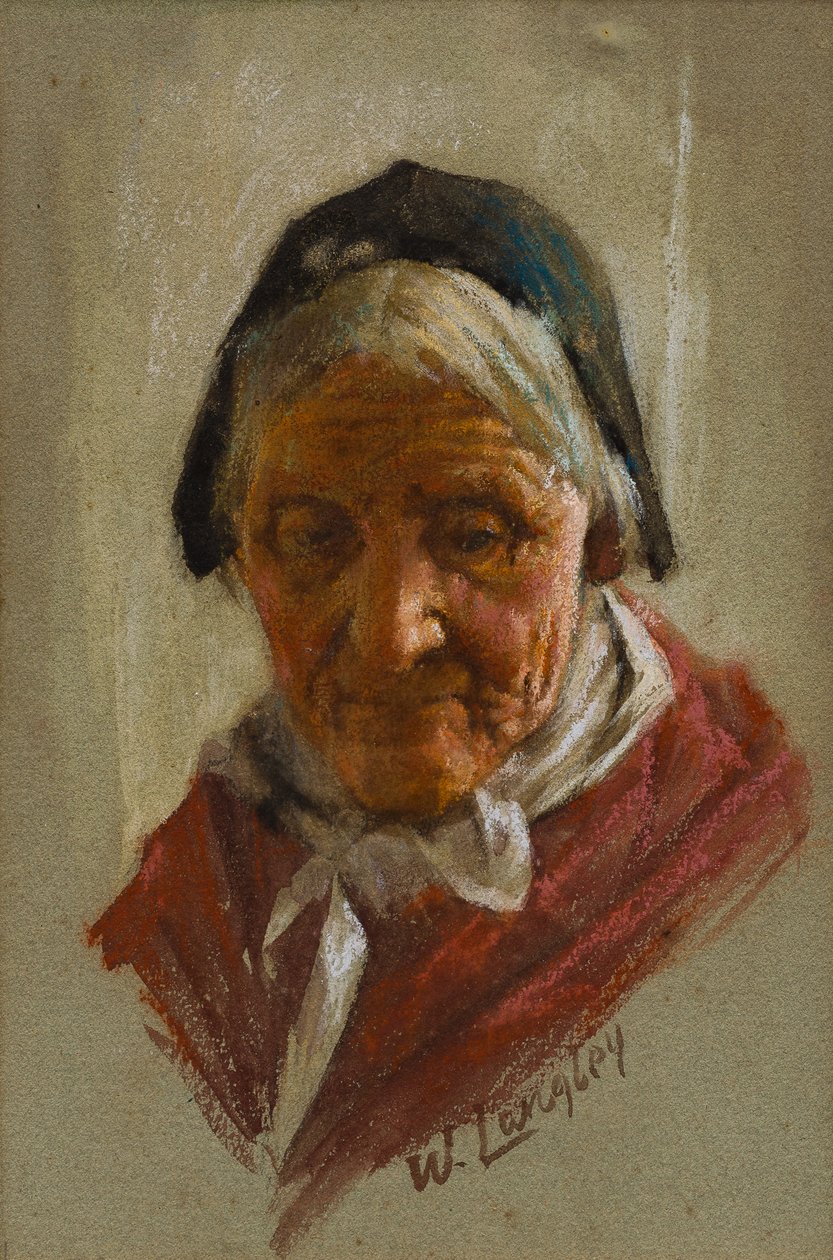 Old Lady (wc ja liitu paperille) tekijältä Walter Langley