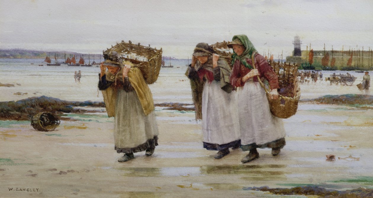 Huonekalut ja erilaiset esineet 1100- ja 1300-luvuilta tekijältä Walter Langley