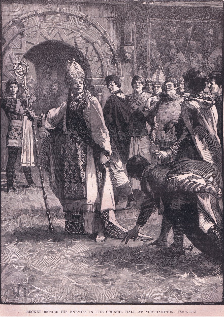 Becket vihollistensa edessä Northamptonin valtuuston salissa 1164 jKr tekijältä Walter Paget