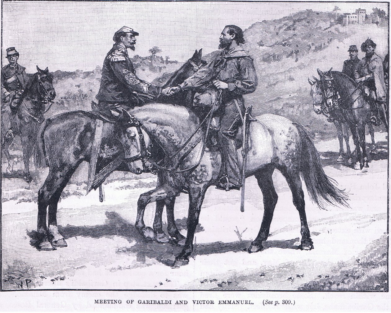 Geribaldin ja Victor Emmanuelin tapaaminen 1860 jKr tekijältä Walter Paget