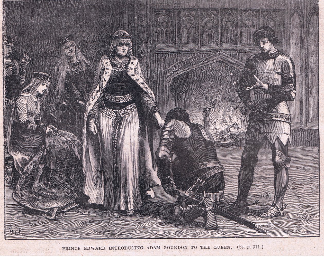 Prinssi Edward esittelee AD am Gourdonin kuningattarelle 1270 jKr tekijältä Walter Paget