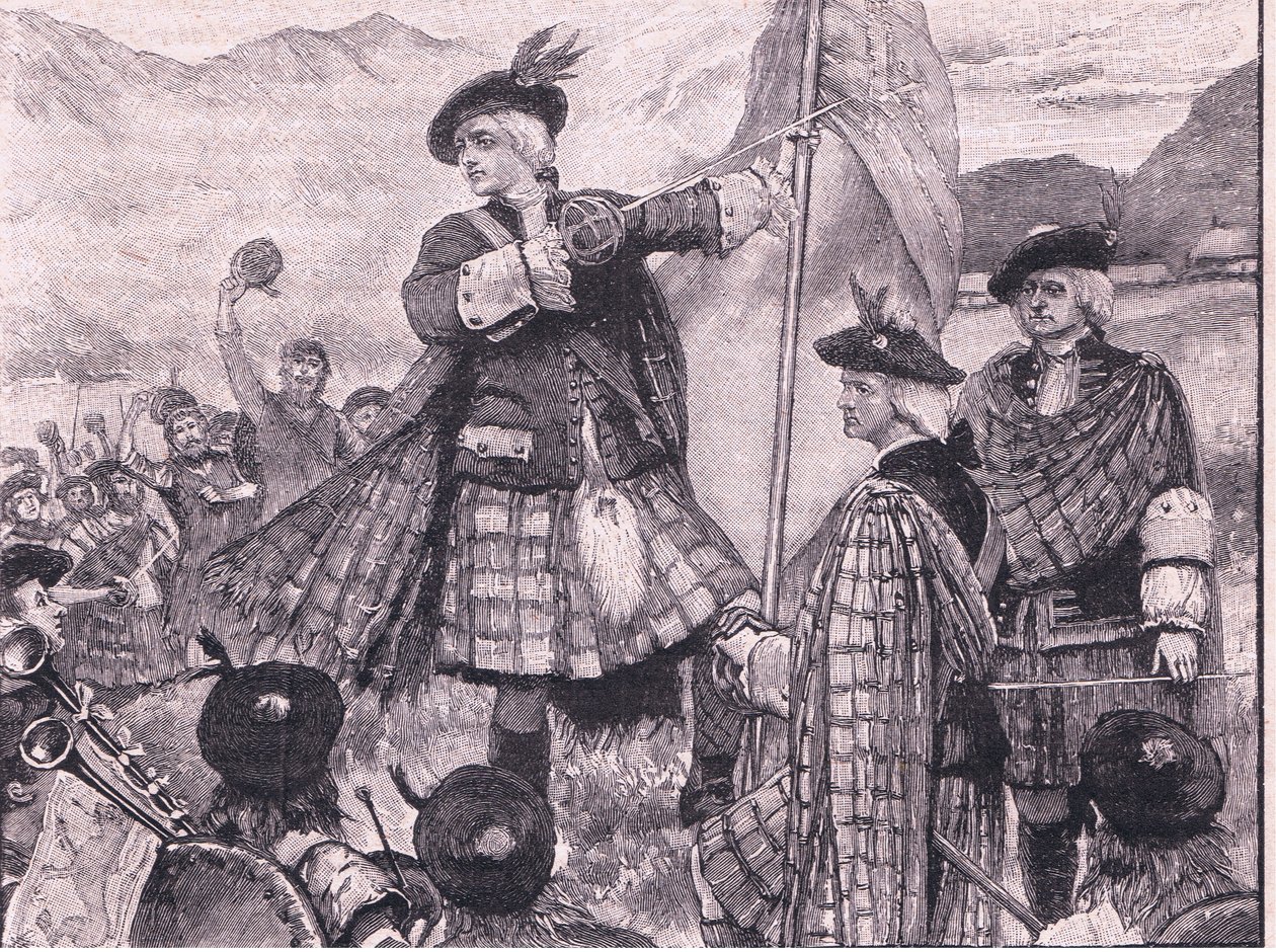 Earl of Mar nostaa Pretenderin standardia AD 1715 tekijältä Walter Paget