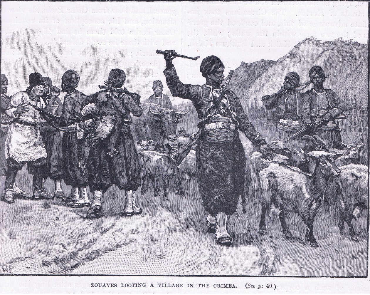 Zouves ryöstää kylää Krimillä 1854 jKr tekijältä Walter Paget