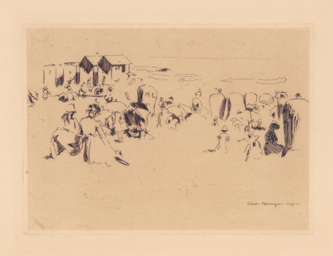 Scheveningen, Uimakoneet, 1887 tekijältä Walter Richard Sickert