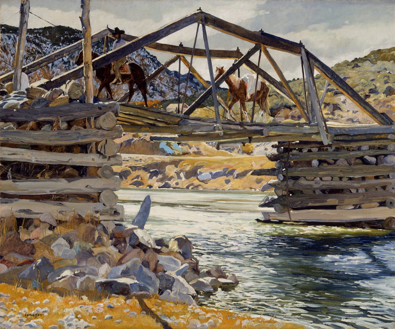 Rio Granden ylitys, n. 1914-31 tekijältä Walter Ufer