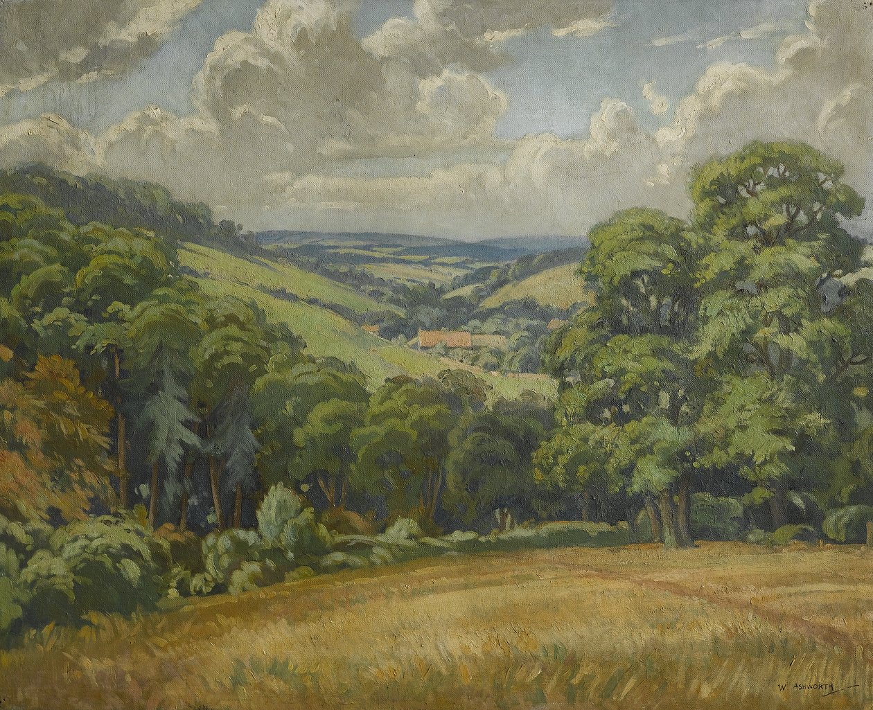 Devon Scene, Near Widdecombe Moor, n. 1949 (öljy kankaalle) tekijältä Walter Ashworth
