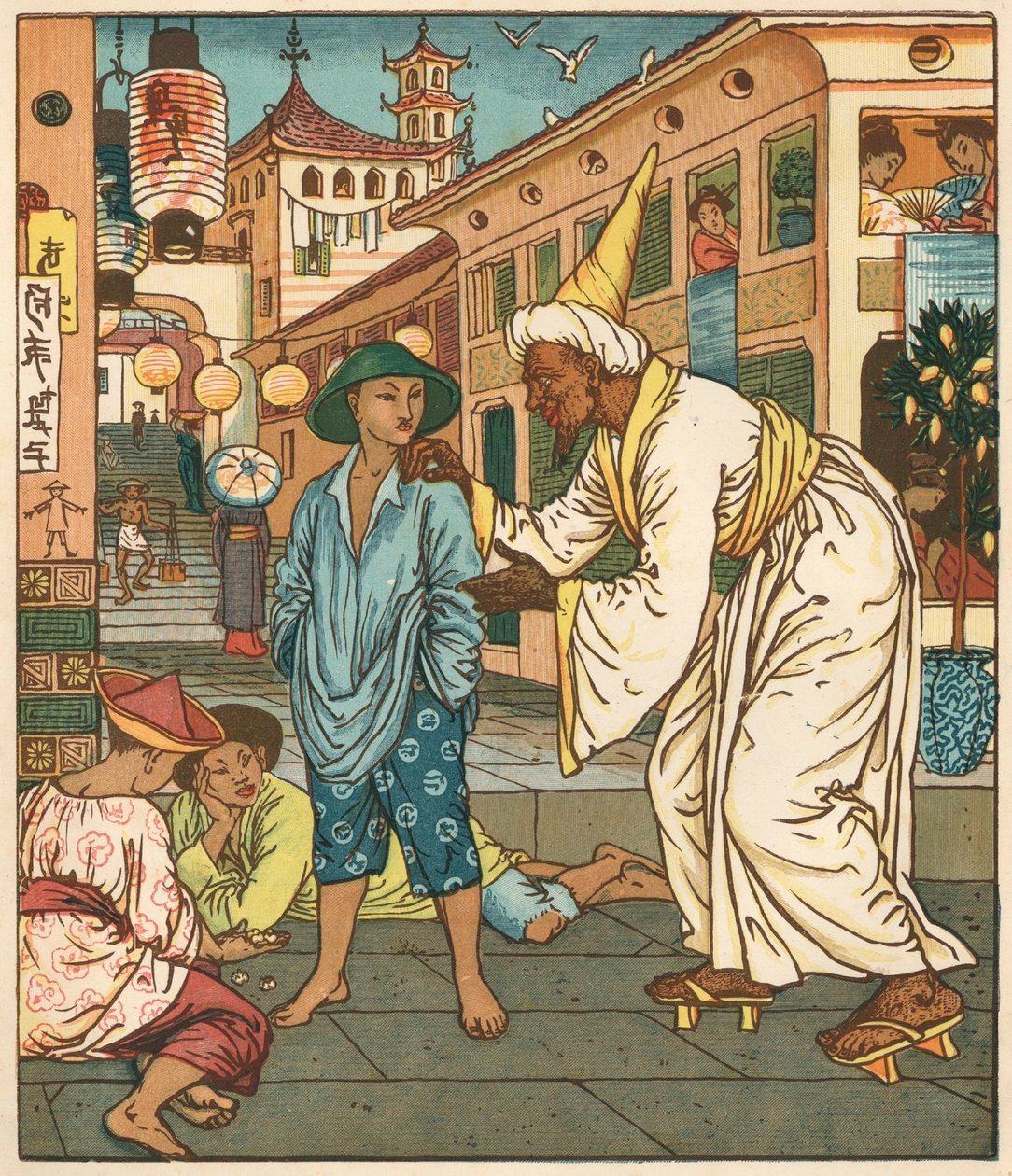 Aladdinin kuvakirja, Arabian yöt, 1878 (kuvitus). tekijältä Walter Crane