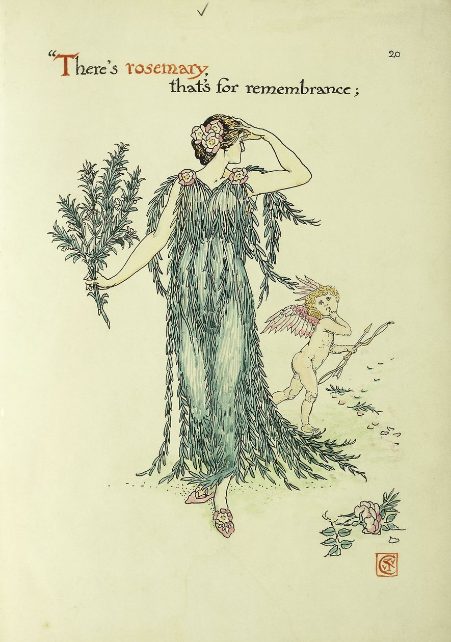 Kukat Shakespearen puutarhasta: Rosemary, 1906 tekijältä Walter Crane