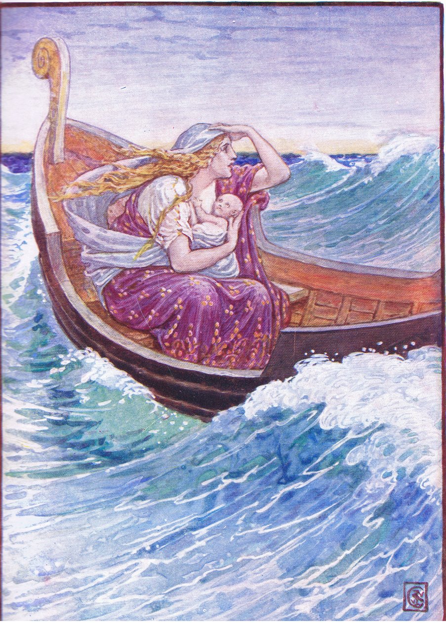 Kaksi päivää ja kaksi yötä venettä heitteltiin sinne tänne, esimerkki Kreikan tarinasta, 1930-luku tekijältä Walter Crane