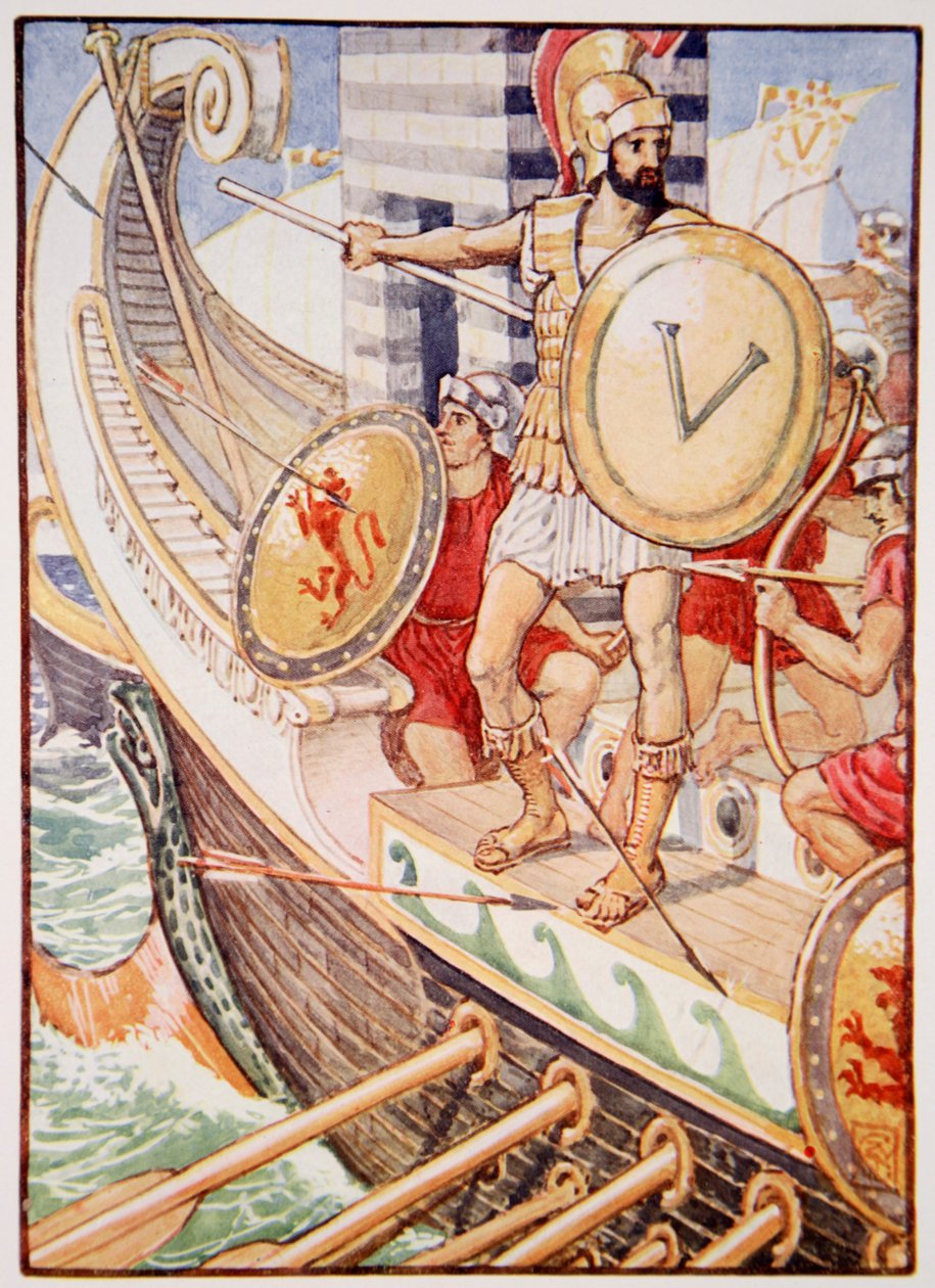 Hänestä tuli jokaisen nuolen kohde, piirros Mary Macgregorin Kreikan tarinasta tekijältä Walter Crane