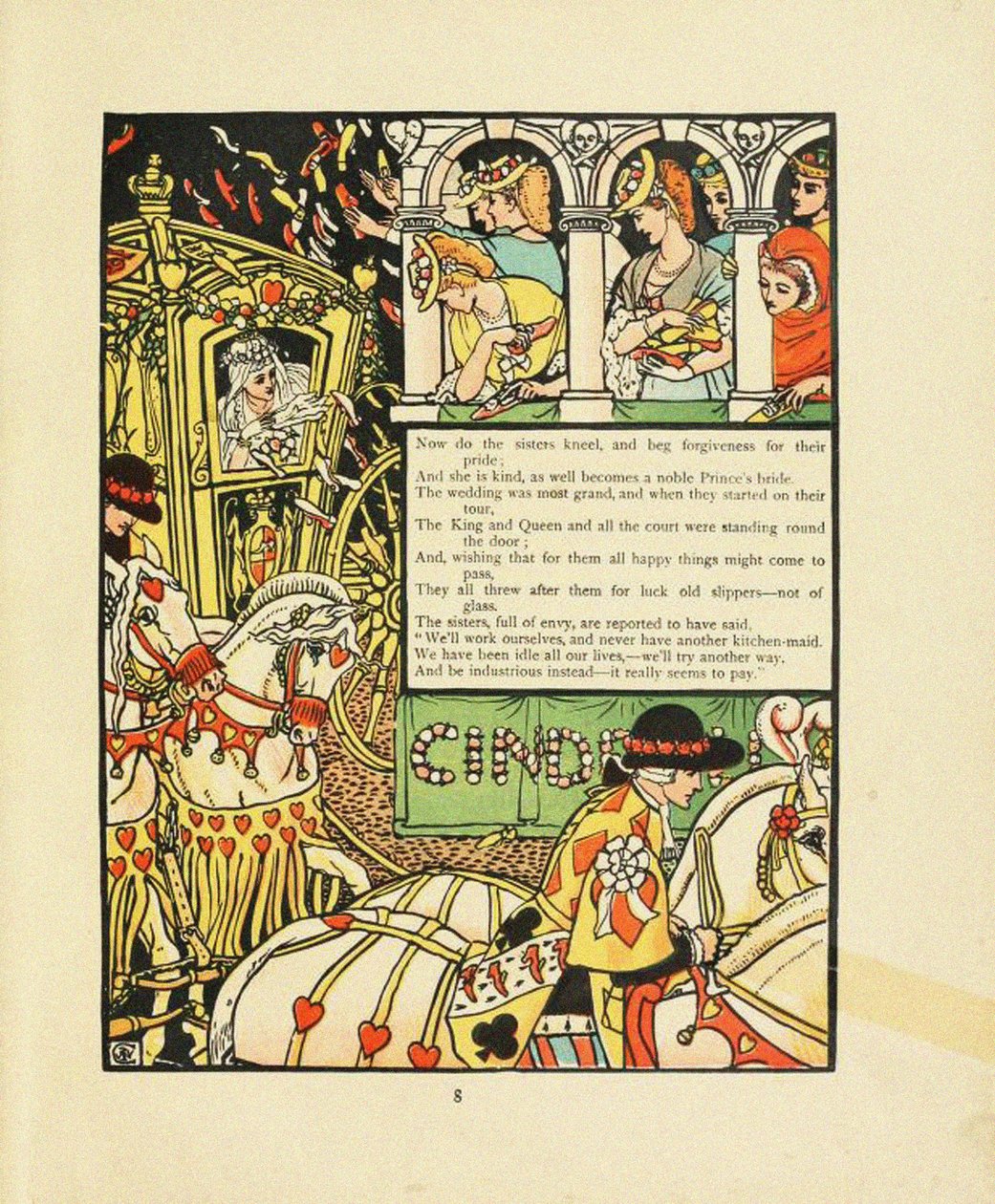 Kuvitus Fairy Tale Cinderellalle tekijältä Walter Crane