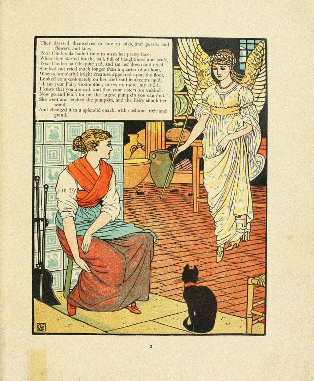 Kuvitus Fairy Tale Cinderellalle tekijältä Walter Crane