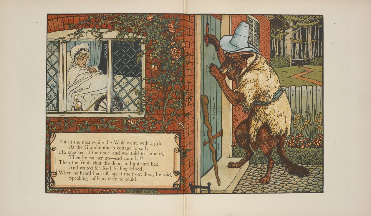 Kuvitus "Punahilkka". tekijältä Walter Crane