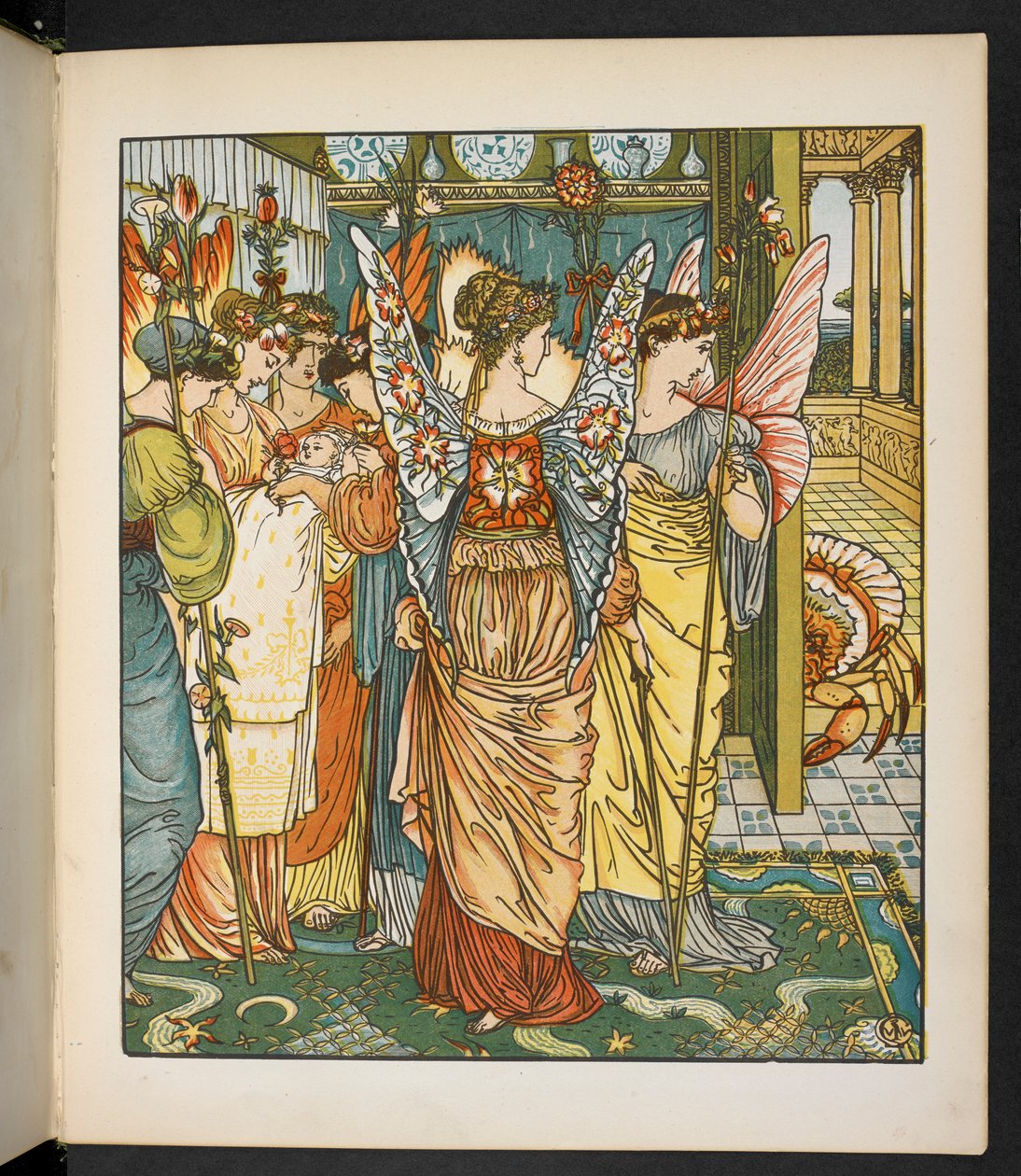 Kuvitus hindille puussa. tekijältä Walter Crane