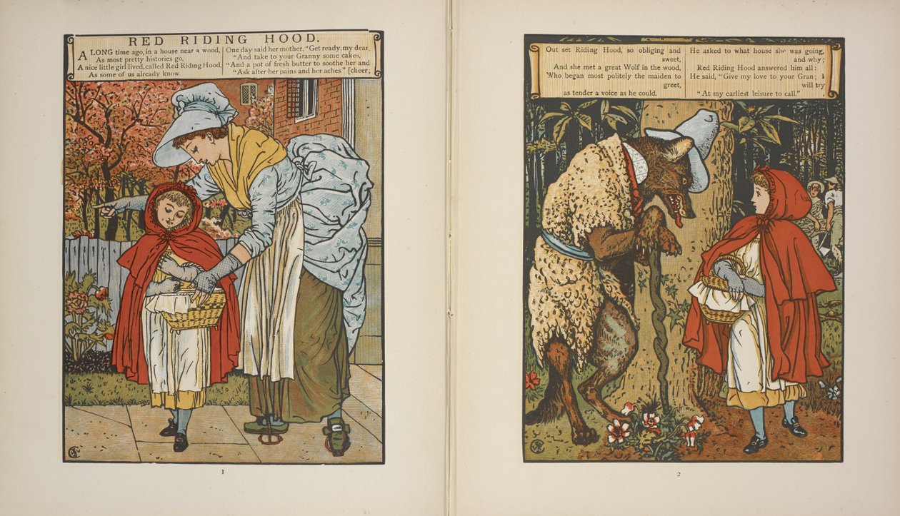 Kuvituksia "Punahilkka". tekijältä Walter Crane