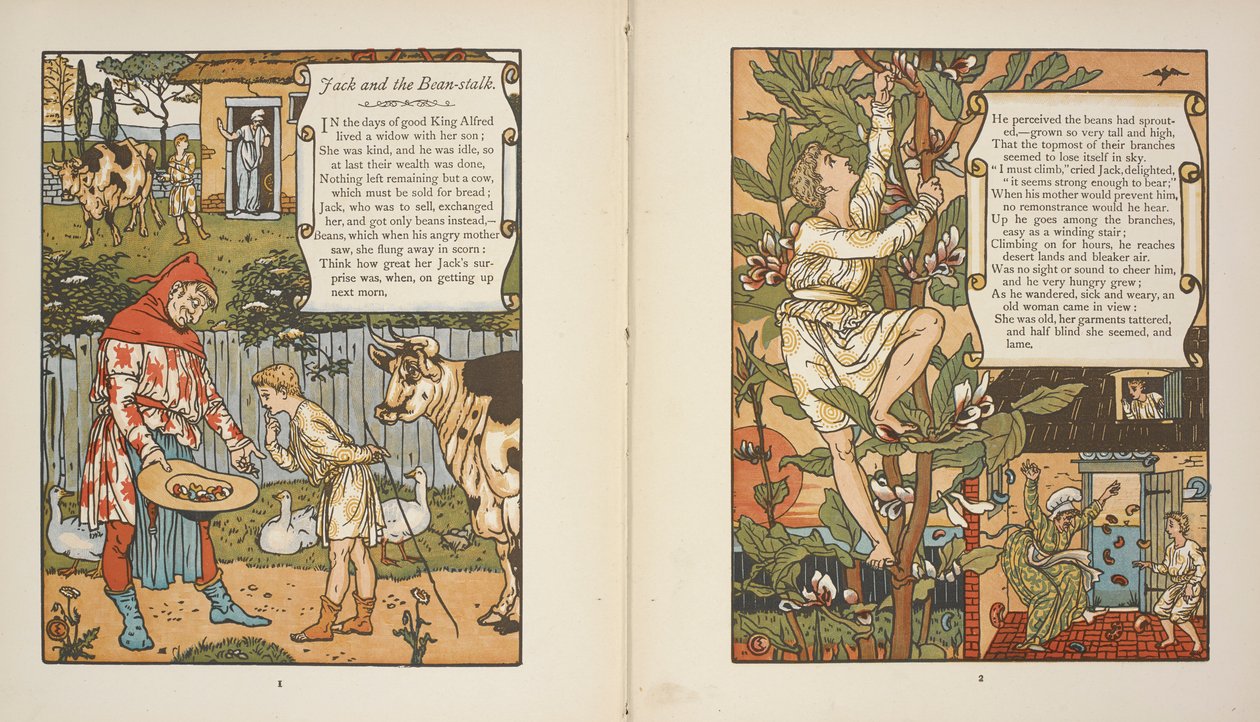 Kuvituksia tarinaan "Jack and the Bean-stal". tekijältä Walter Crane