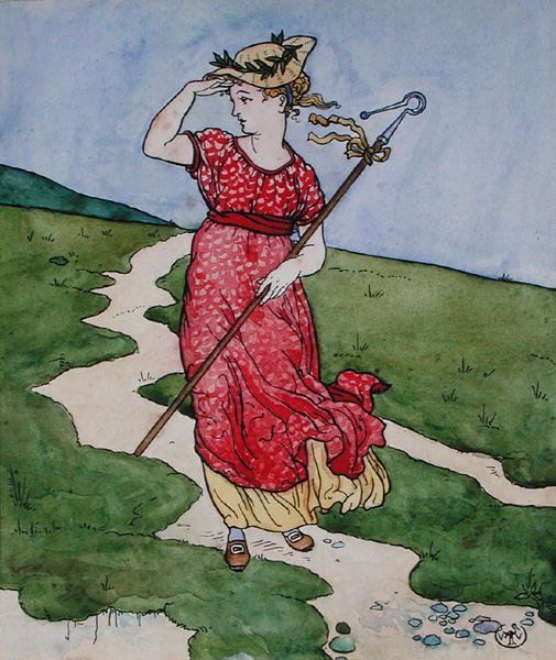 Little Bo-Peep (vartalonväri paperilla) tekijältä Walter Crane
