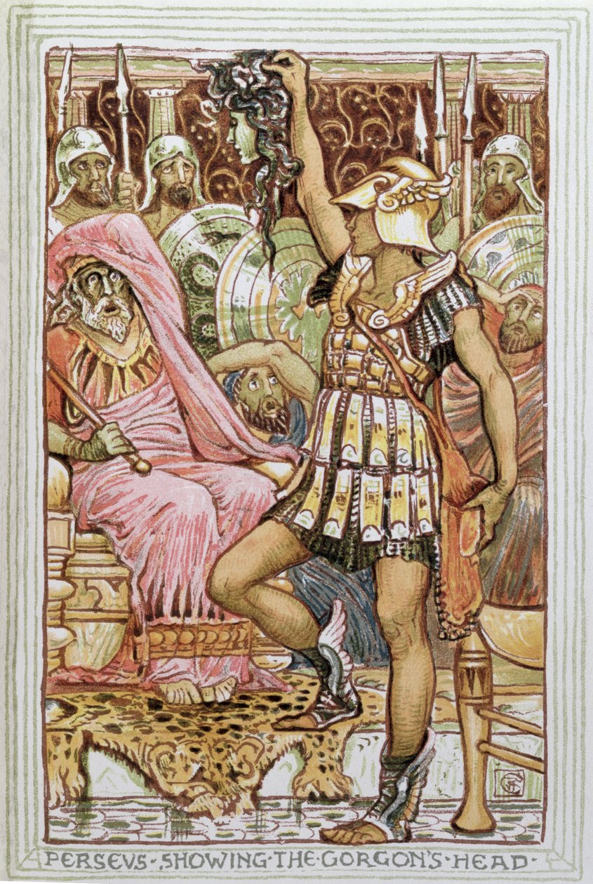 Perseus näyttää Gorgon päätä, kuvitus Lontoossa vuonna 1910 julkaistuun teokseen 