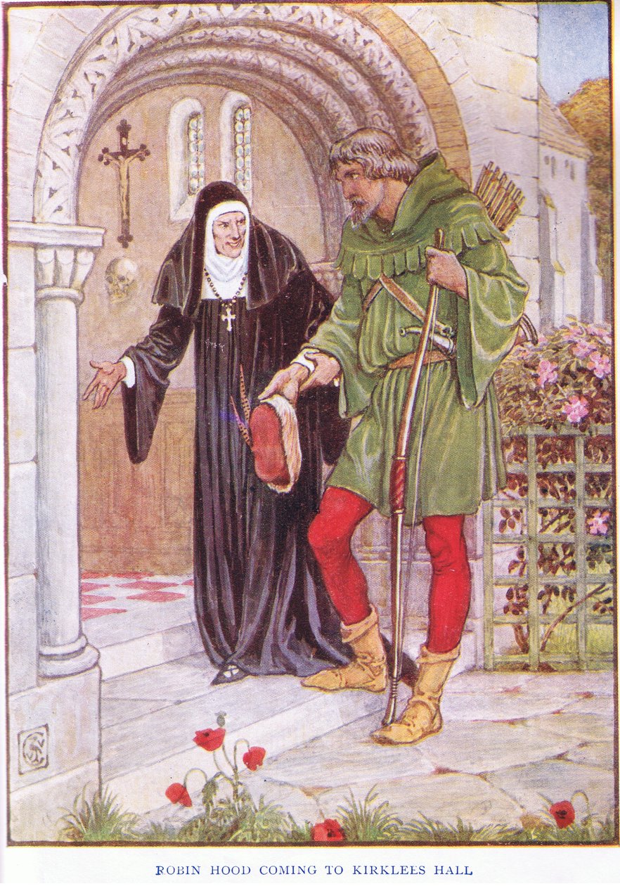 Robin Hood tulossa Kirkley Halliin, n. 1920 tekijältä Walter Crane
