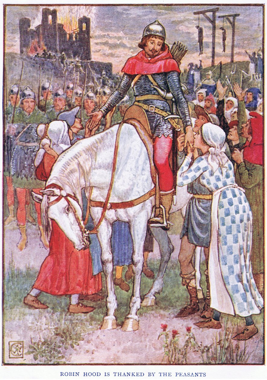 Robin Hood talonpoikien ystävä, n. 1920 tekijältä Walter Crane