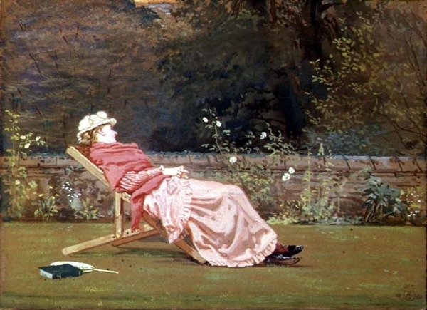 Rosalind, Carlislen kreivitär (1845-1921) Naworthin puutarhassa. tekijältä Walter Crane